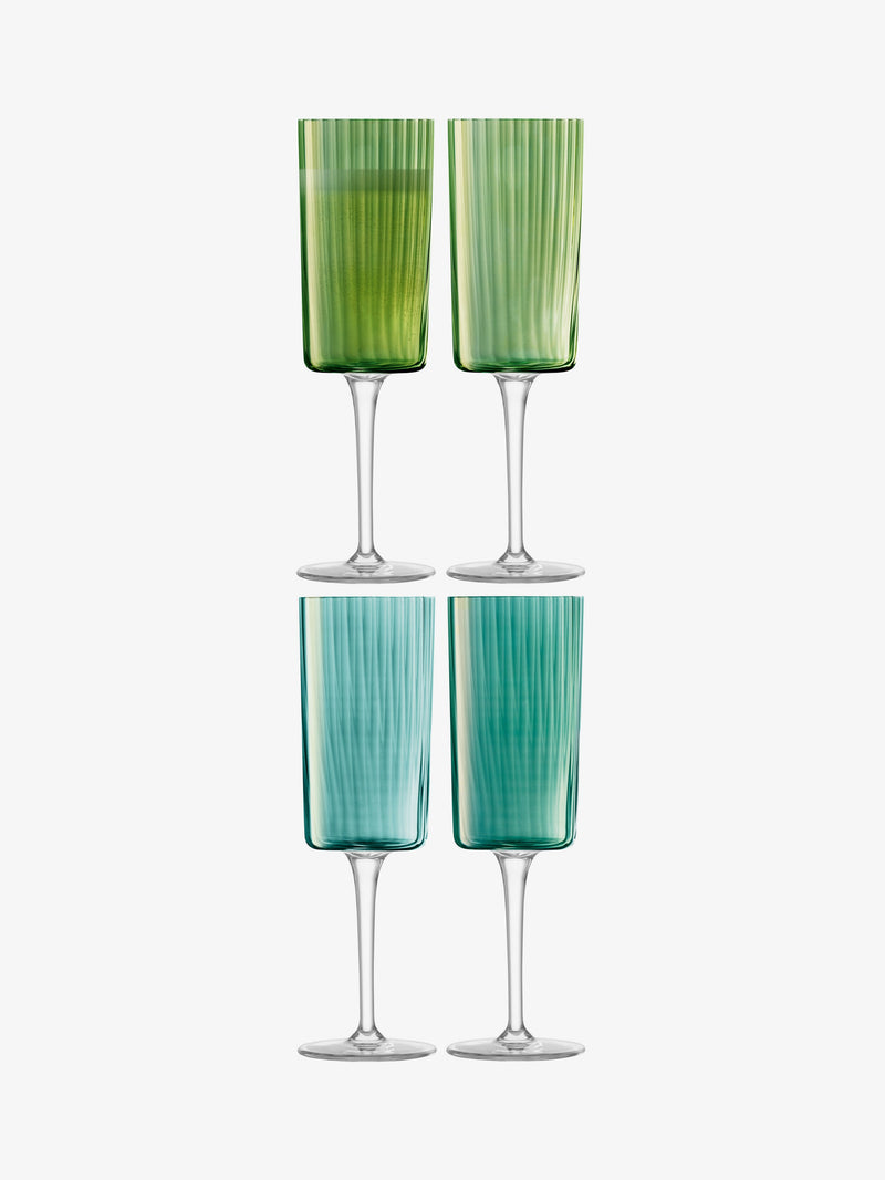 LSA - Gems Champagne Flute 210ml Assorted Jade x 4 Home & Kitchen