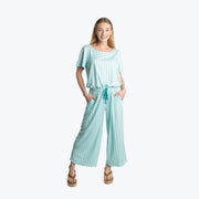 LUG - Trotter Brushed Jersey Jumpsuit Apparel & Accessories Radiate Stripe Aqua XS