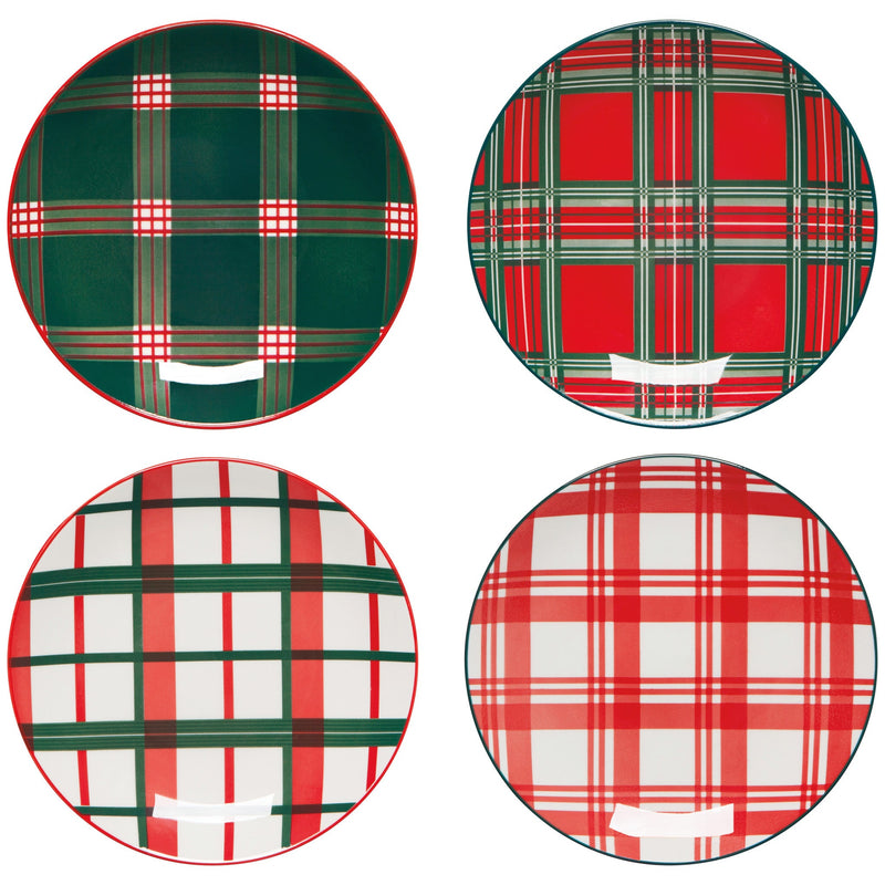 Now Designs - Holiday Plaid Appetizer Christmas Plates Set of 4