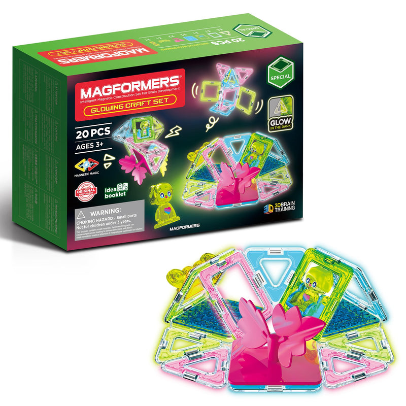 Magformers Glowing Craft 20-Piece Set – packaging and glowing model