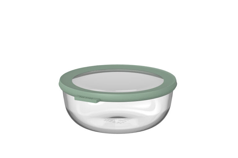 Mepal – Cirqula Round Glass Food Storage Container – Nordic Sage | 1250 mL / 42.3 fl oz