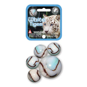 Mega Marbles - White Tiger Glass Marble Game Net (25-Piece) - themed pack and marble design
