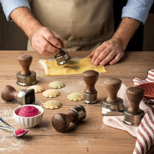 Marcato - Ravioli Stamps Made From Canadian Walnut Wood Home & Kitchen Round 50 mm smooth