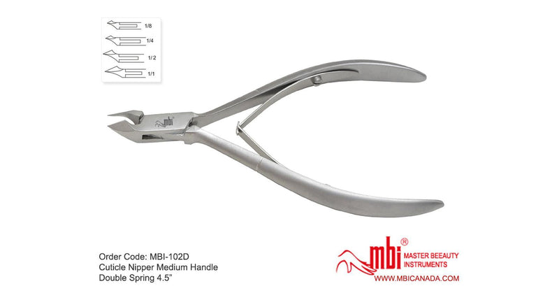 MBI - 4.5" Stainless Steel Cuticle Nipper with Double Spring (1/4 jaw)
