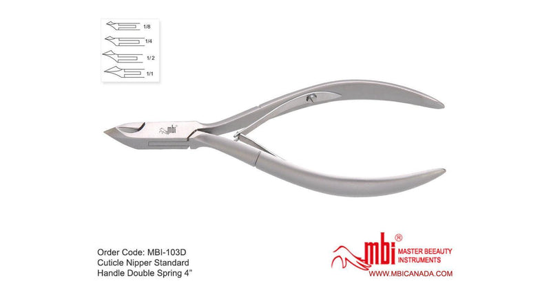 MBI - 4" Stainless Steel Cuticle Nipper with Double Spring (1/4 jaw)