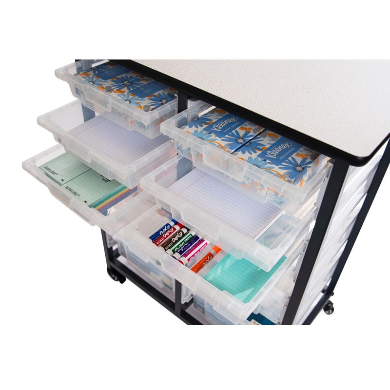 MBS-DR-8S4L-CL – Mobile Bin Storage Unit with 12 Clear Bins | Double Row; view 4