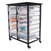 MBS-DR-8S4L-CL – Mobile Bin Storage Unit with 12 Clear Bins | Double Row; view 3