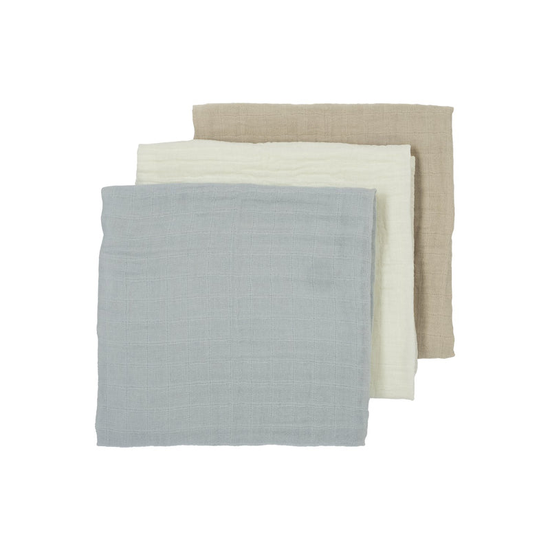 Meyco Baby - Squares 3 - pack pre - washed muslin Offwhite/light grey/sand 70x70cm Mother & Baby Offwhite/light grey/sand