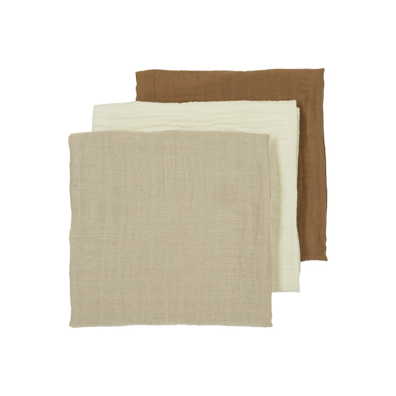 Meyco Baby Muslin Squares – Offwhite/Sand/Toffee – product view