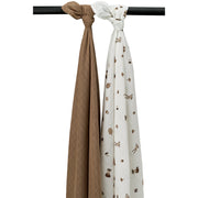 Meyco Baby Muslin Swaddle Blankets – Forest Animals Toffee – product view