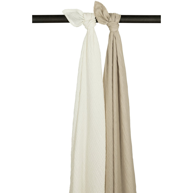 Meyco Baby - Swaddle 2 - pack pre - washed muslin Offwhite/sand 120x120cm Mother & Baby Offwhite/sand