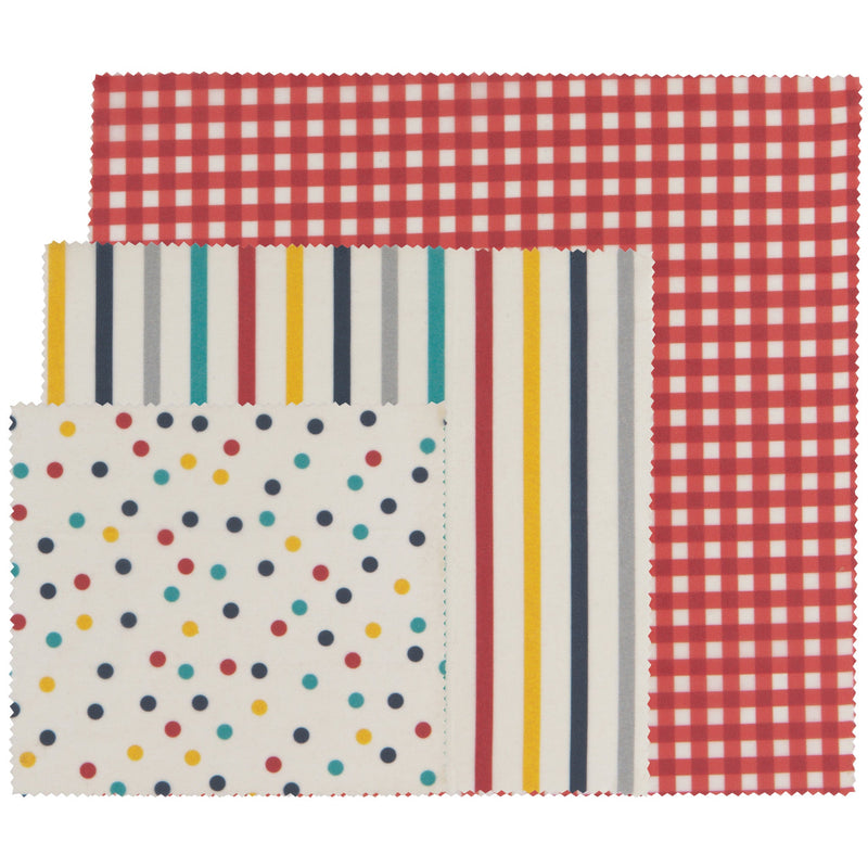 Now Designs - Gingham Dot and Stripe Beeswax Wrap Set of 3
