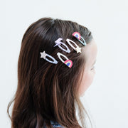 Mimi & Lula Rainbow Mini Clic Clacs Hair Clips (5-Pack) - detail or styling view; other accessories shown are not included