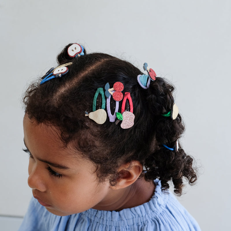 Mimi & Lula Fruity Mini Clic Clacs Hair Clips (5-Pack) - detail or styling view; other accessories shown are not included