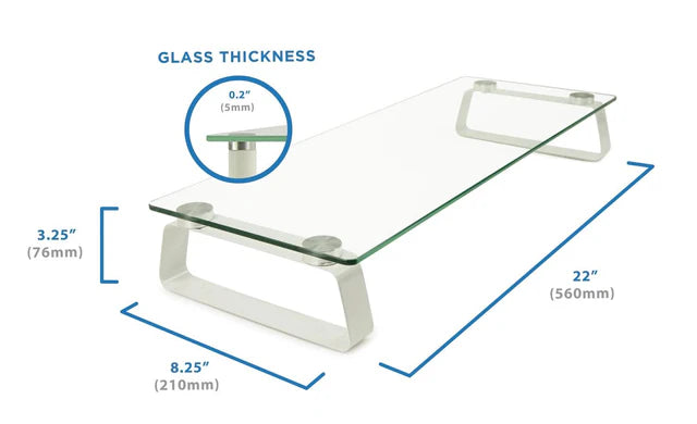 Mount-IT - Support écran et ordinateur portable en verre jusqu'à 20 kg Design ergonomique et élégant Base rectangulaire