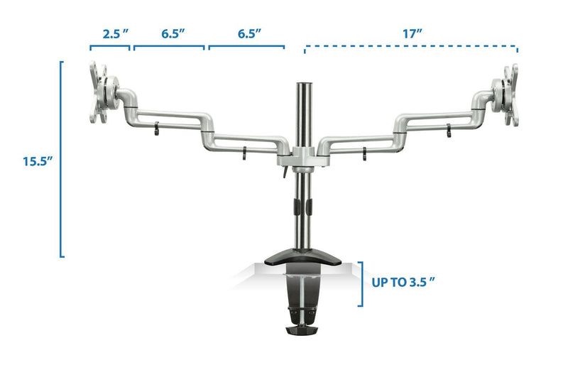 Mount-It! MI-732 Articulating Dual Monitor Desk Mount – Silver – gallery detail 6