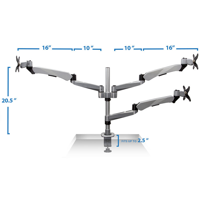 Mount-It! MI-75926 Dual Monitor Mount with Vented Laptop & Mouse Tray – Silver – gallery detail 2