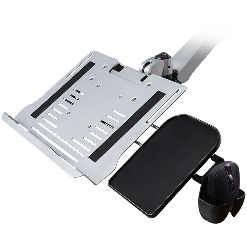 Mount-It! MI-75926 Dual Monitor Mount with Vented Laptop & Mouse Tray – Silver – gallery detail 3