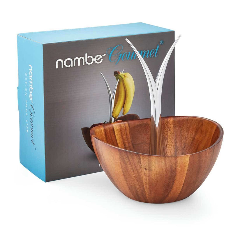 Nambé Fruit Tree Bowl with Banana Hanger with packaging.