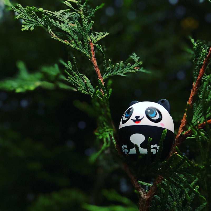 My Audio Pet PANDAmonium the Panda speaker photographed in a tree