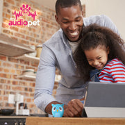 My Audio Pet OwlCapella Blue the Owl speaker in a family listening scene