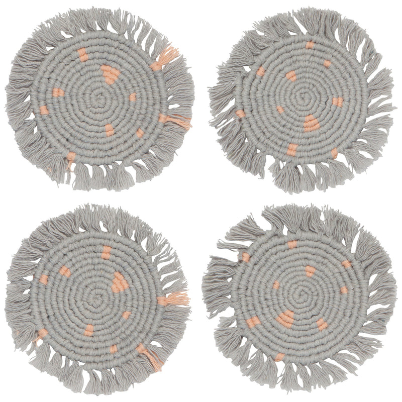 Danica - Dove Gray Macrame Coaster Set of 4