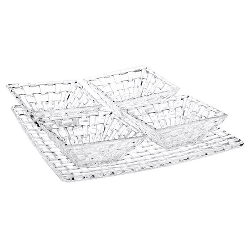 Nachtmann - BOSSA NOVA 1 Square Plate + 4 Square Bowls (Set of 5) - Limolin 