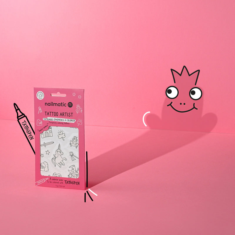 Nailmatic - Kids - Tattoo Artist Colouring Temporary Tattoos - Magic World (12 Pieces) - product view