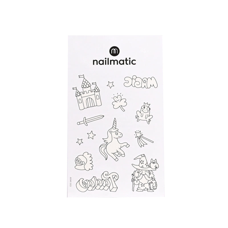 Nailmatic - Kids - Tattoo Artist Colouring Temporary Tattoos - Magic World (12 Pieces) - product view