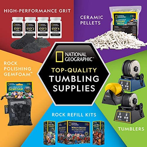 National Geographic - Jasper Rock Tumbler Refill Kit — other tumbling supplies illustration; accessories shown are sold separately.