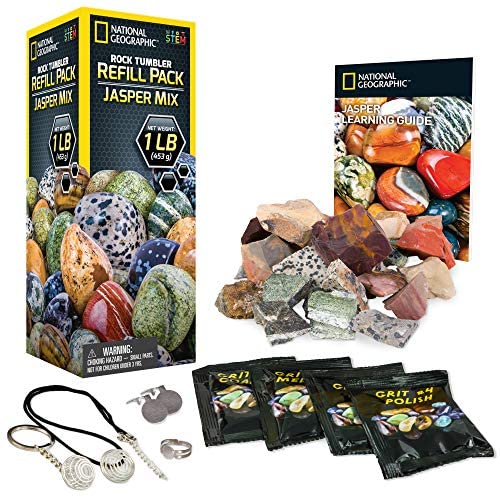 National Geographic - Jasper Rock Tumbler Refill Kit — jasper refill contents and packaging.