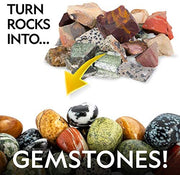 National Geographic - Jasper Rock Tumbler Refill Kit — rough-to-polished rock illustration.