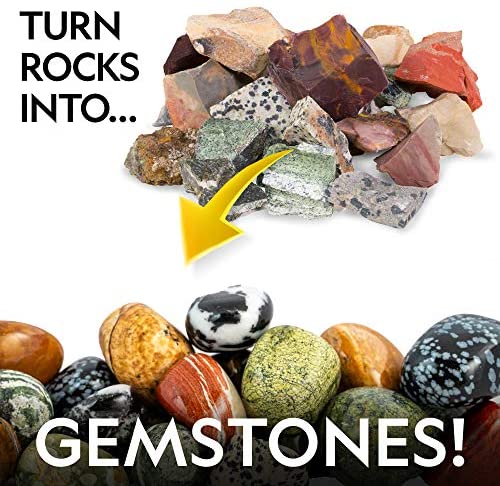National Geographic - Jasper Rock Tumbler Refill Kit — rough-to-polished rock illustration.