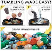 National Geographic - Jasper Rock Tumbler Refill Kit — rock tumbling steps illustration.