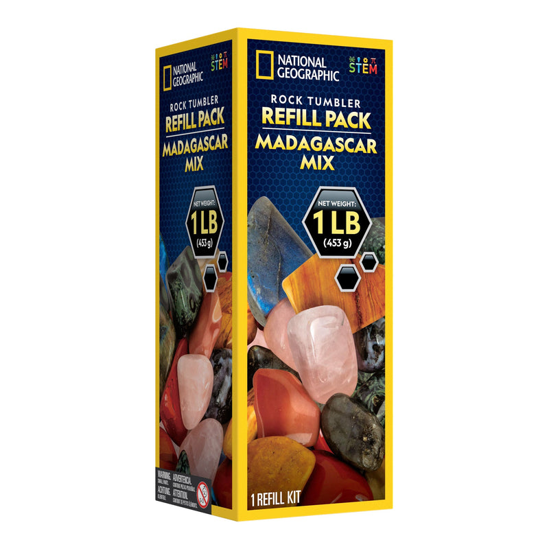 National Geographic - Madagascar Rock Tumbler Refill Kit — Madagascar refill packaging.