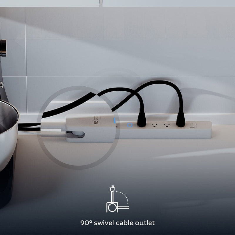 Nexxt – NHP-E710 Smart Surge Protector – 4 Outlets & 3 USB Ports | White – alternate product view