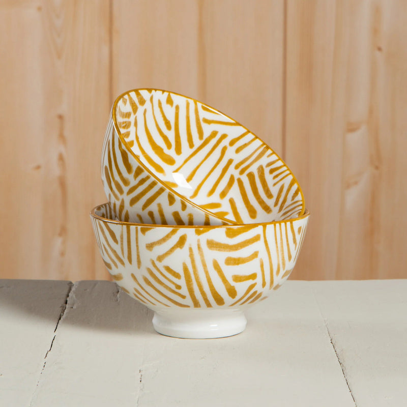 Now Designs - Bowl 4inch Home & Kitchen Ochre Lines