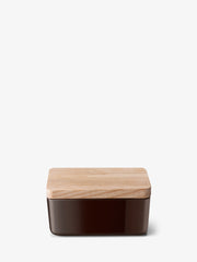 LSA - Collective - Butter Dish with Ash Wood Lid - Mocha - detail or setting view