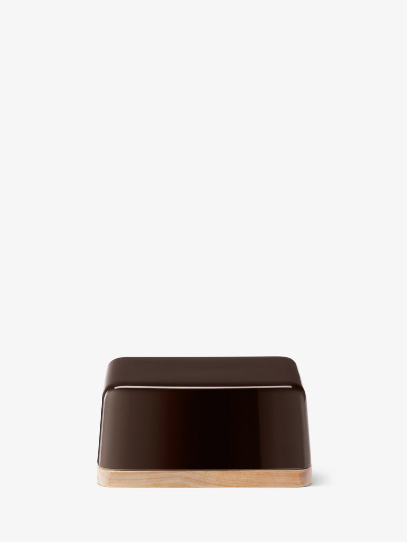 LSA - Collective - Butter Dish with Ash Wood Lid - Mocha - detail or setting view