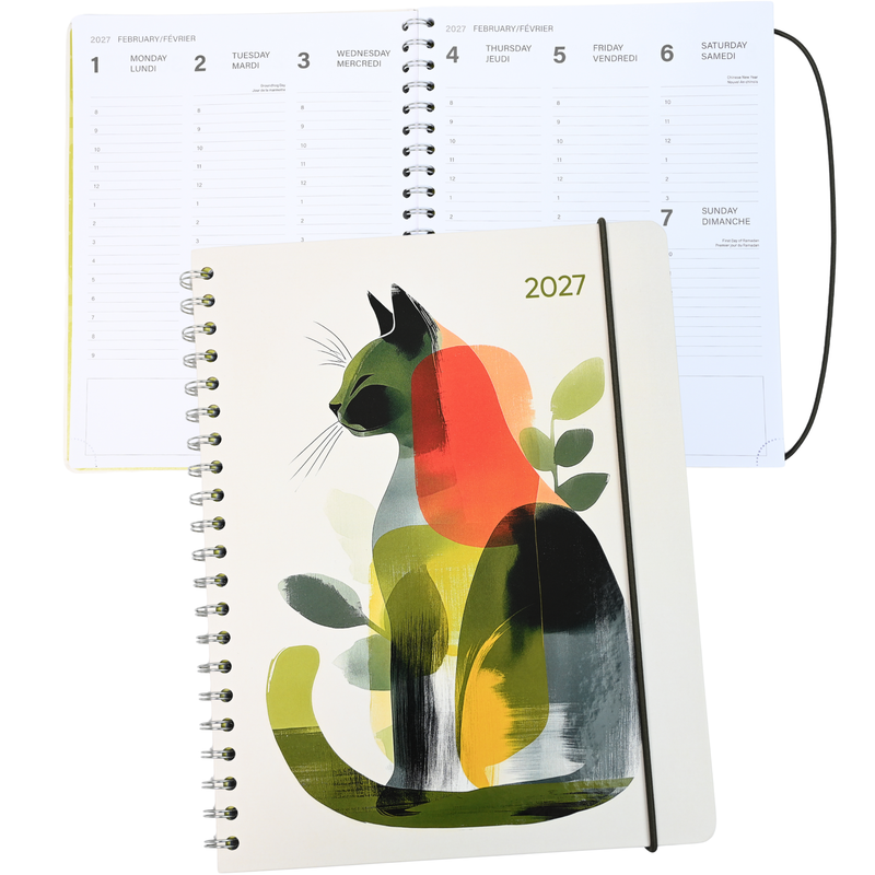 Pierre Belvedere - Annual Agenda 2027- Large-1W/2P- Watercolour Kitty