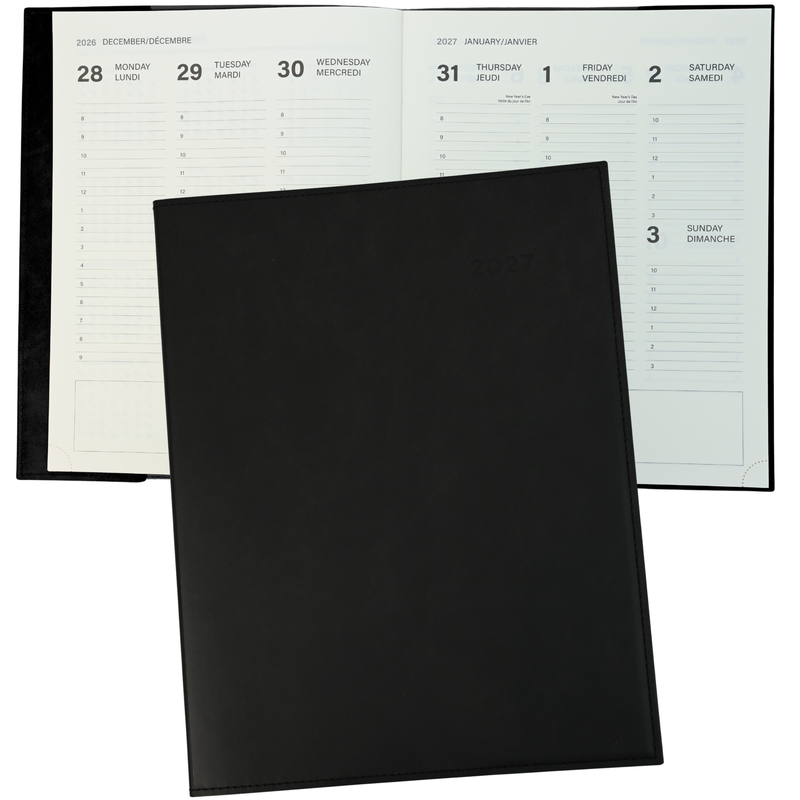 Pierre Belvedere - ANNUAL AGENDA 2027- PU COVER- LARGE-1W/2P- MASSIMO BLACK