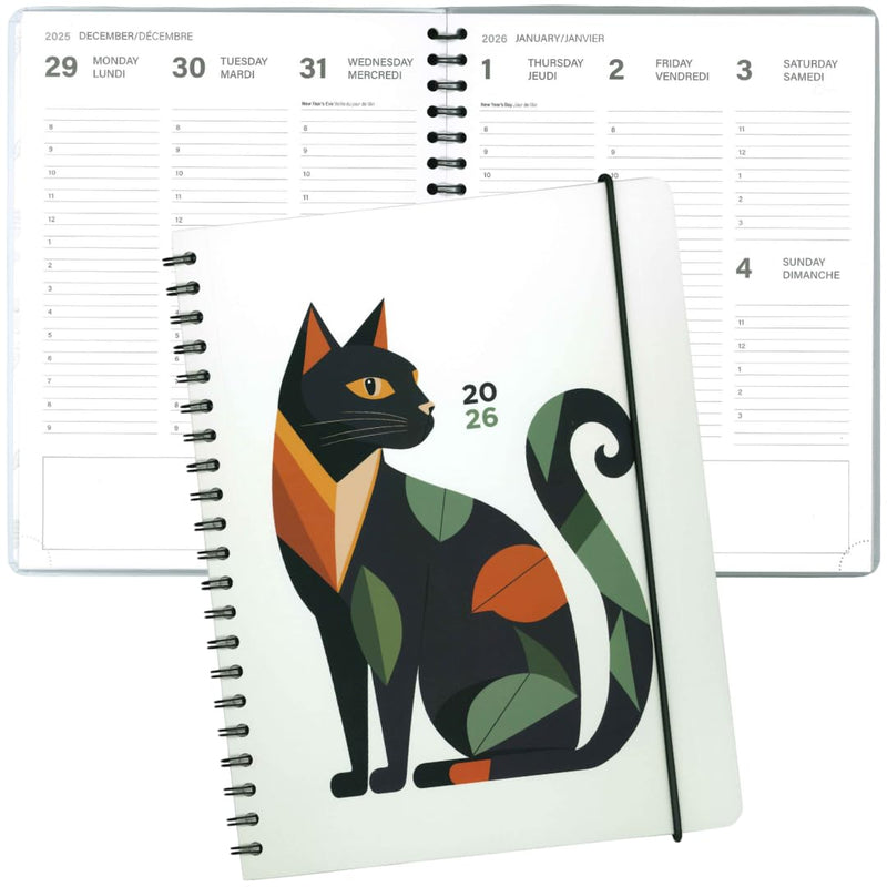 Pierre Belvédère - Annual Agenda 2026 - Large Weekly- Geometric Cat