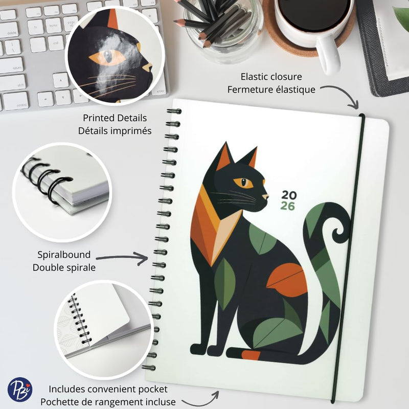 Pierre Belvédère - Annual Agenda 2026 - Large Weekly- Geometric Cat