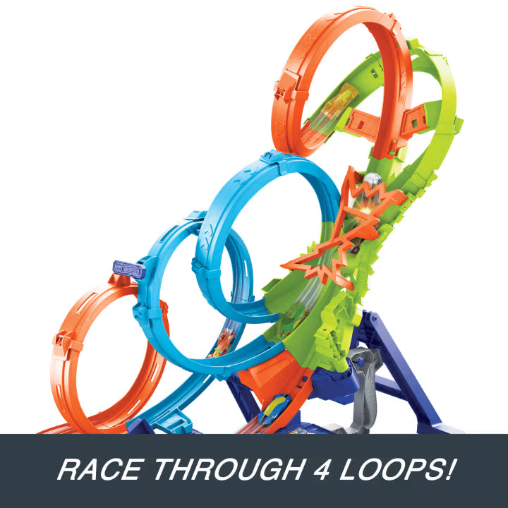 Hot Wheels - Circuit Action avec 4 loopings et zone de crash