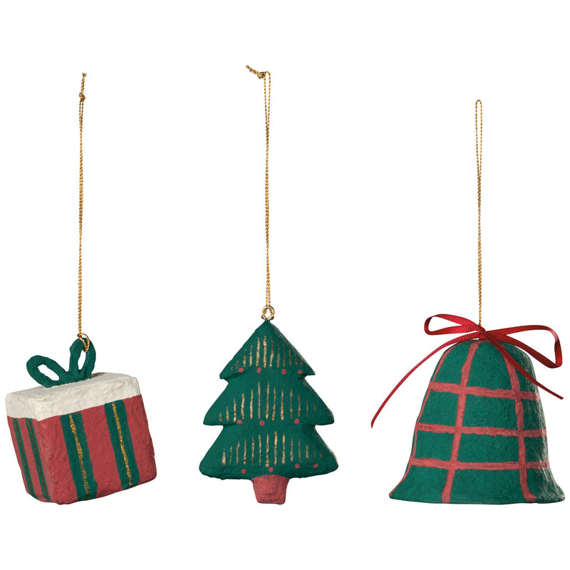 Merry Medley Mache Christmas Tree Ornament — possible assortment styles; one random ornament included