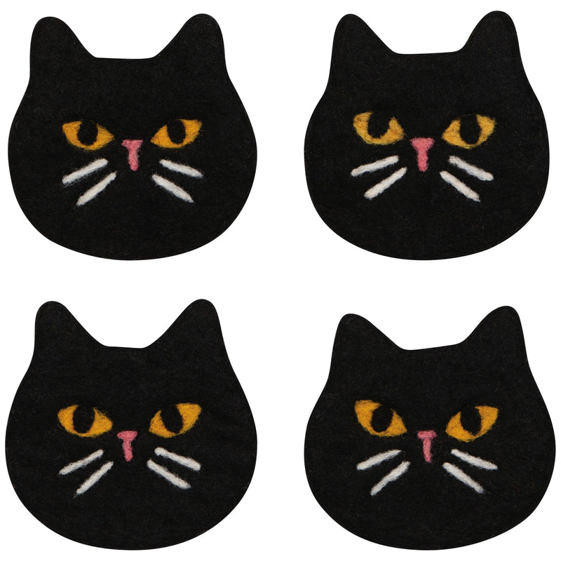 Jubilee - Black Cat Felt Coasters Set of 4
