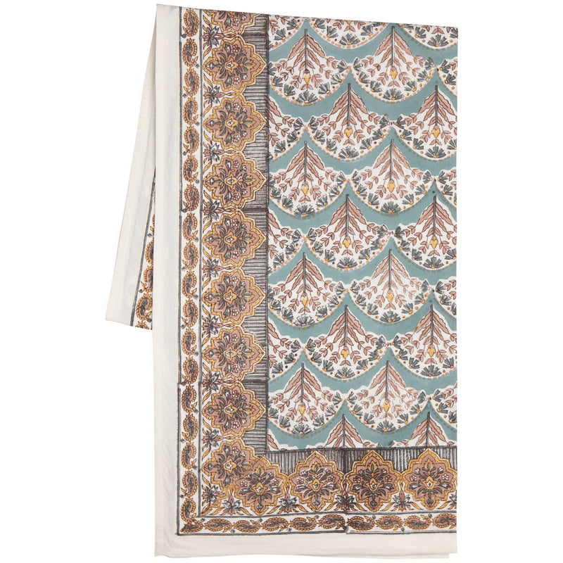 Heirloom - Bouquet Block Print Tablecloth 60 x 84 inch