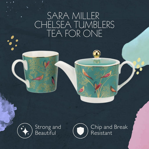 Sara Miller - Chelsea - Tea for One - Green Teapot, Cup, and Saucer Set | 12 oz Home & Kitchen