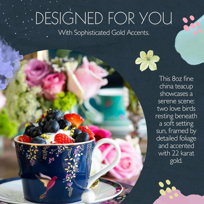 Sara Miller - Chelsea - Teacup & Saucer | 7 oz / 207 mL Home & Kitchen Navy