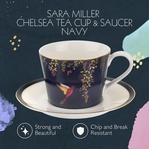Sara Miller - Chelsea - Teacup & Saucer | 7 oz / 207 mL Home & Kitchen Navy